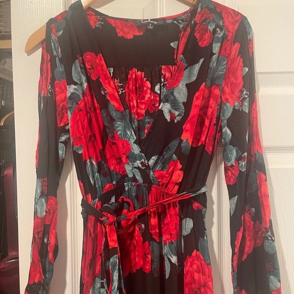 Lulu's Black and Red Floral Maxi Dress - Picture 3 of 3